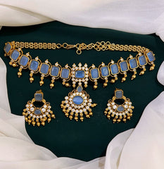 Antique Beautiful Blue Necklace in Nakshi - NN00516