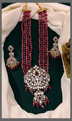 Dark Pink Pearl with Victorian Pendent - PB00137