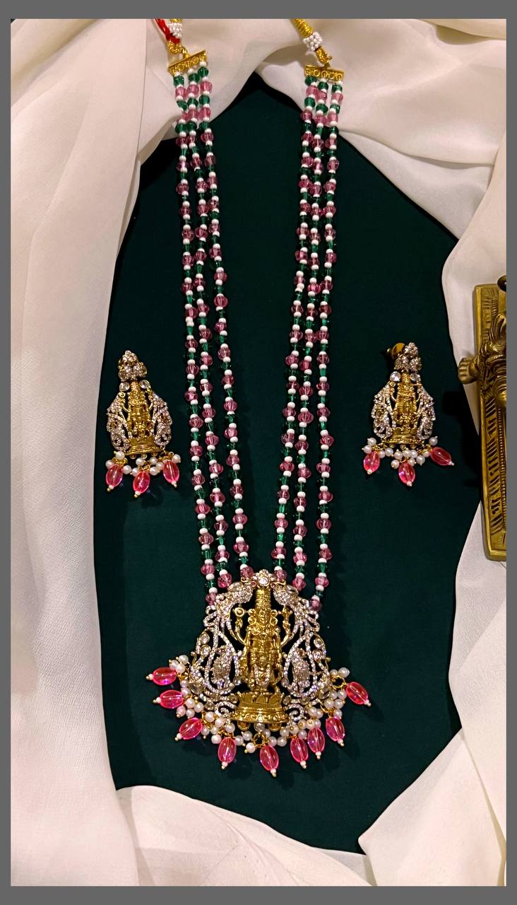 Multi Colour Pearl Haram with Victorian pendent - PB00167