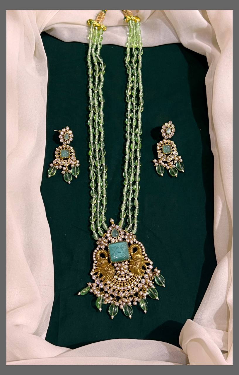 Green Pearl Haram with Victorian pendent - PB00156