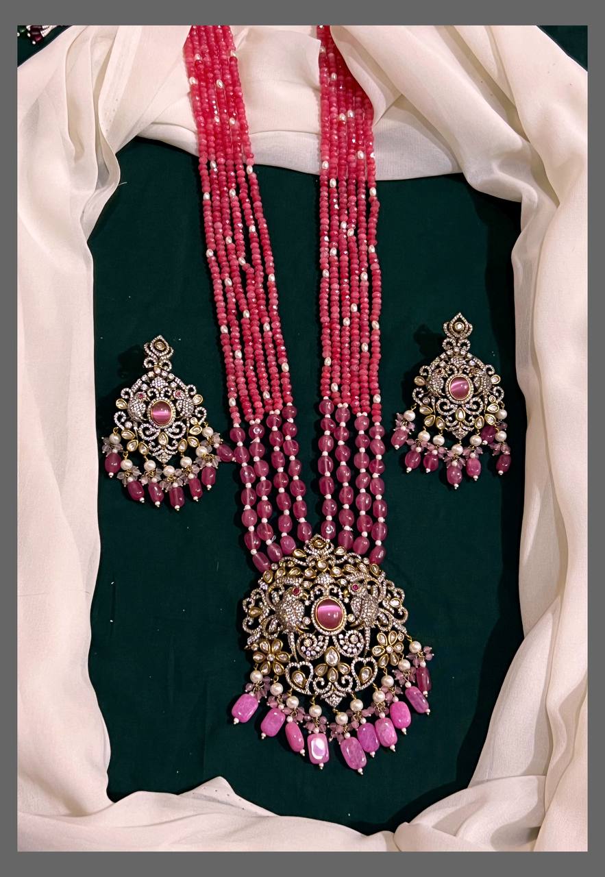 Double Colour Pearl Haram with victorian Pendent -  PB00159