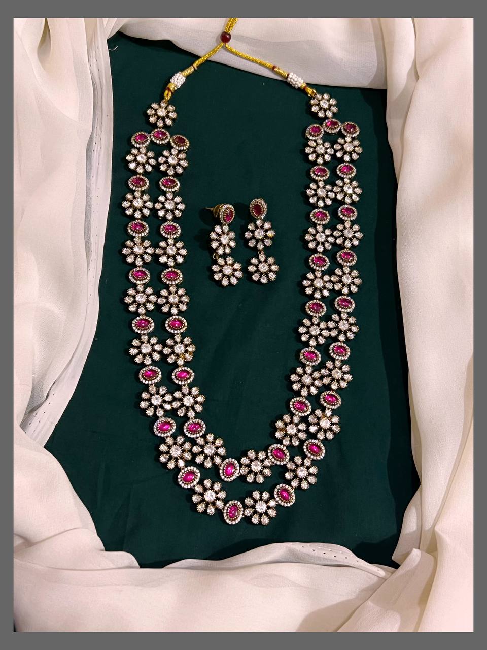 Double Layer Ruby and White stone Haram in Victorian - VH0051