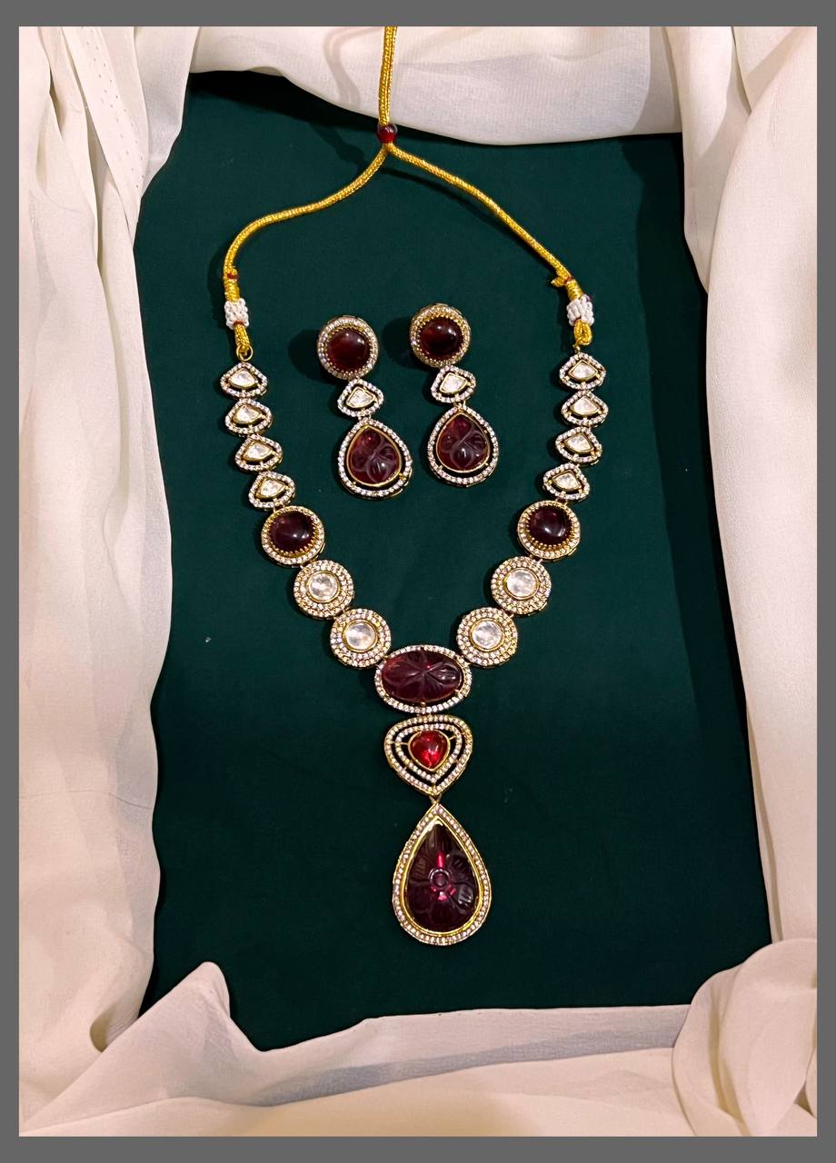 White and Ruby Victorian Necklace - VN00133