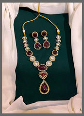 White and Ruby Victorian Necklace - VN00133