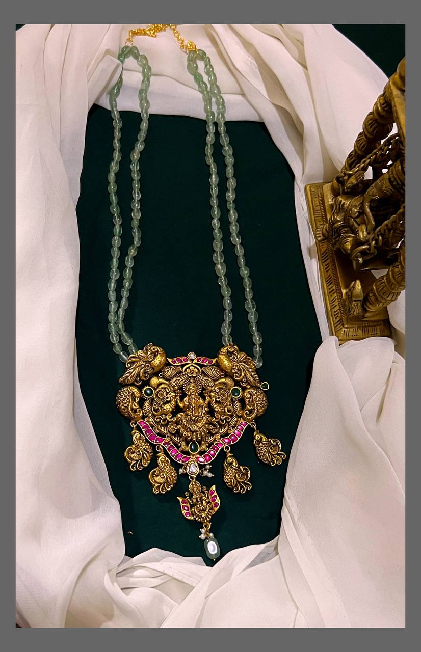 Green Pearl Haram with Kundan Pendent - PB00180