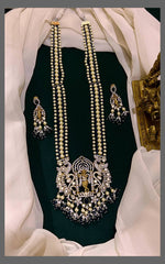 Cream Pearl haram with Lord Krishna Victorian Pendent - PB00181