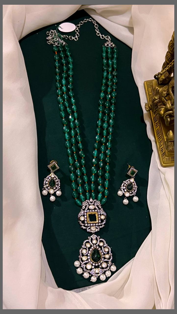 Green Pearl Haram with small Pendent - PB00147