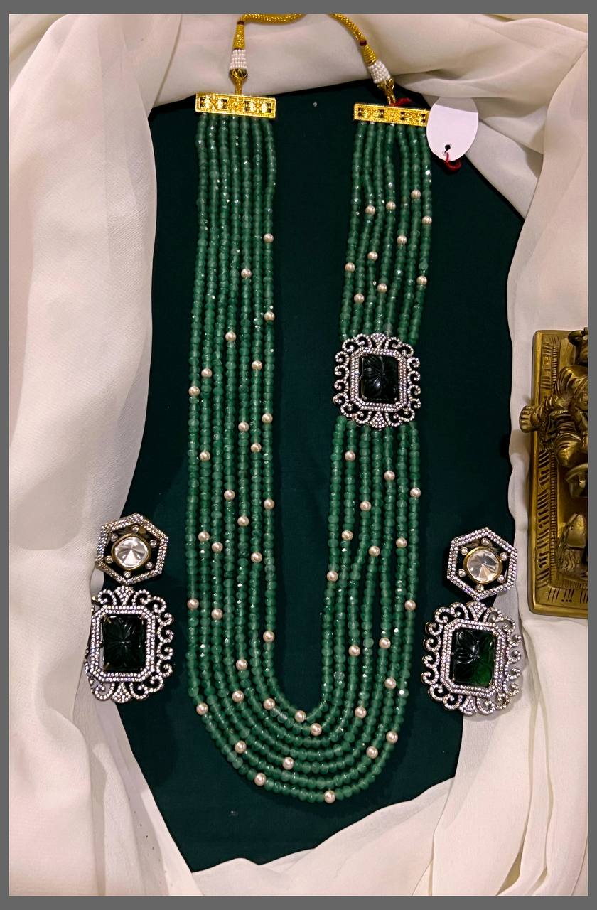 Rich Emerald Pearl Haram with Side Victorian Pendent - PB00149
