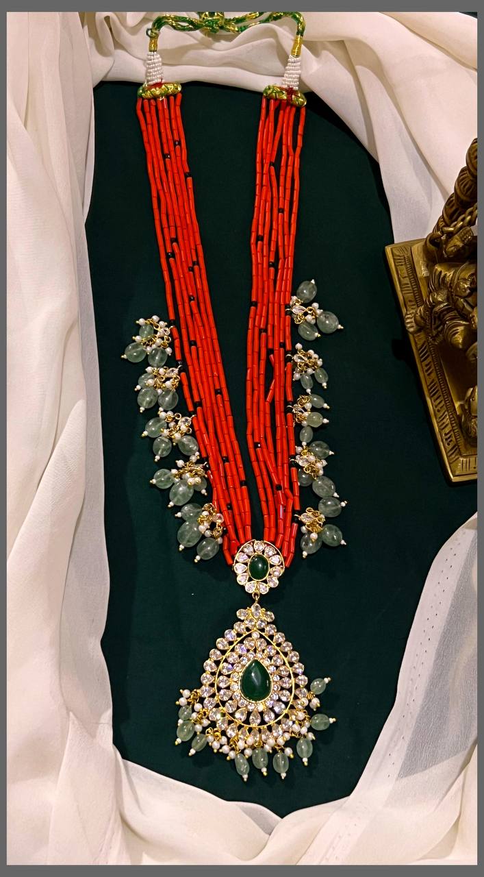 Beautiful Red pearl with Victorian Pendent - PB00144