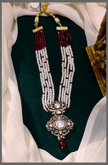 White and Marron pearl Haram with Victorian Pendent - PB00145