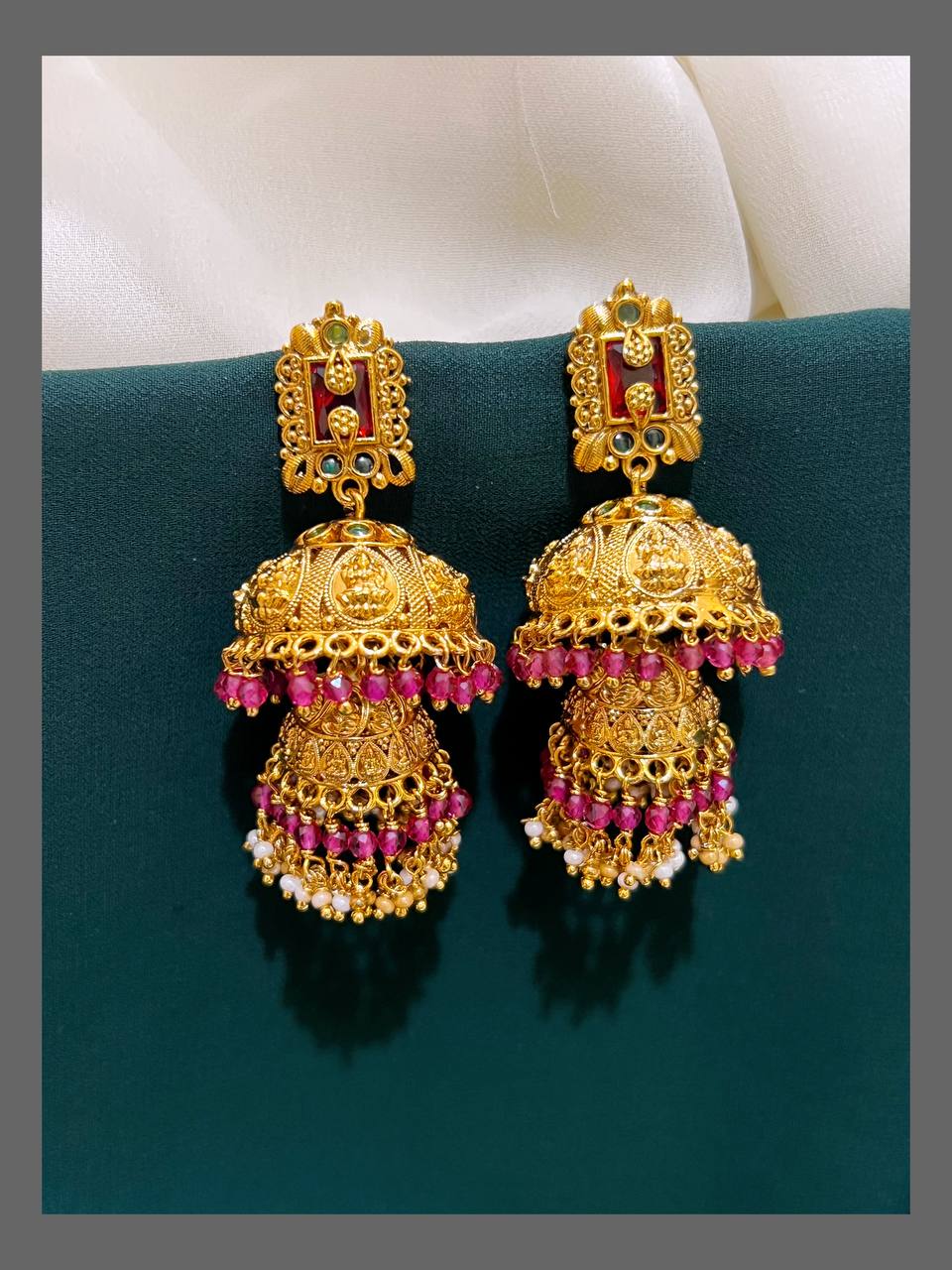 Double Jhumki Earring in Nakshi - NE00331