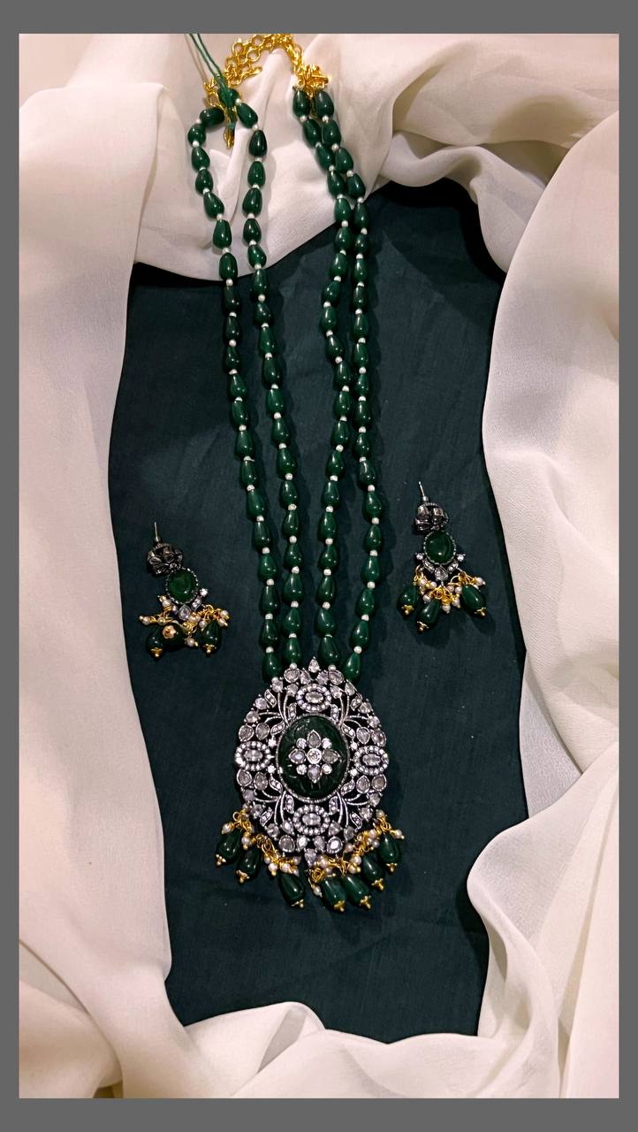 Emerald Pearl Haram with Victorian Pendent -PB00200