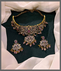 Beautiful Pink Chokar Necklace in Victorian - VN00151