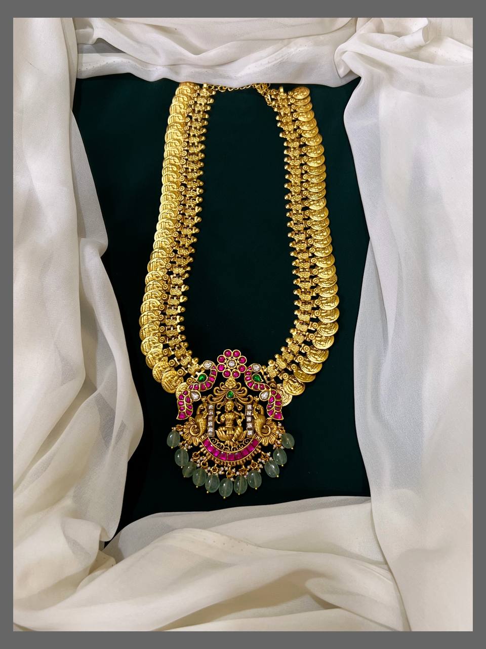Lakshmi Kashu Jadau Haram in Kundan -KH00170