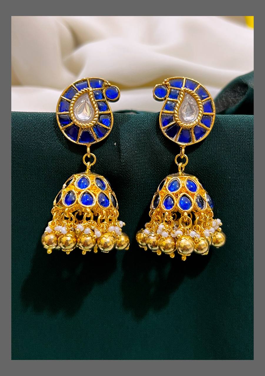Blue Mango Jhumki in Kundan - KE00387