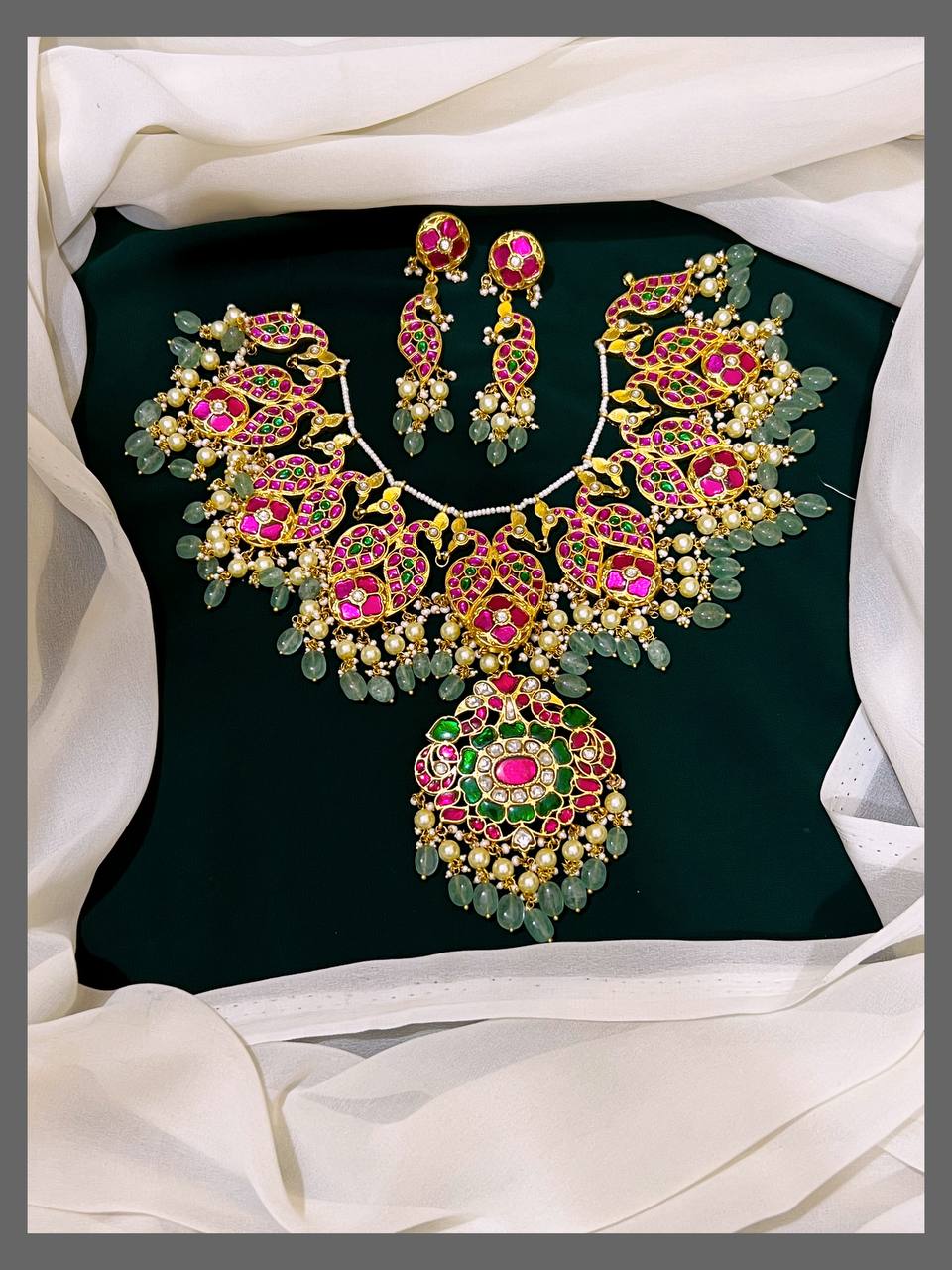 Awesome Multi Peacock Necklace in Kundan - KN00376