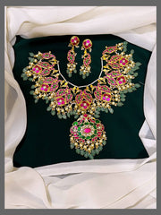 Awesome Multi Peacock Necklace in Kundan - KN00376