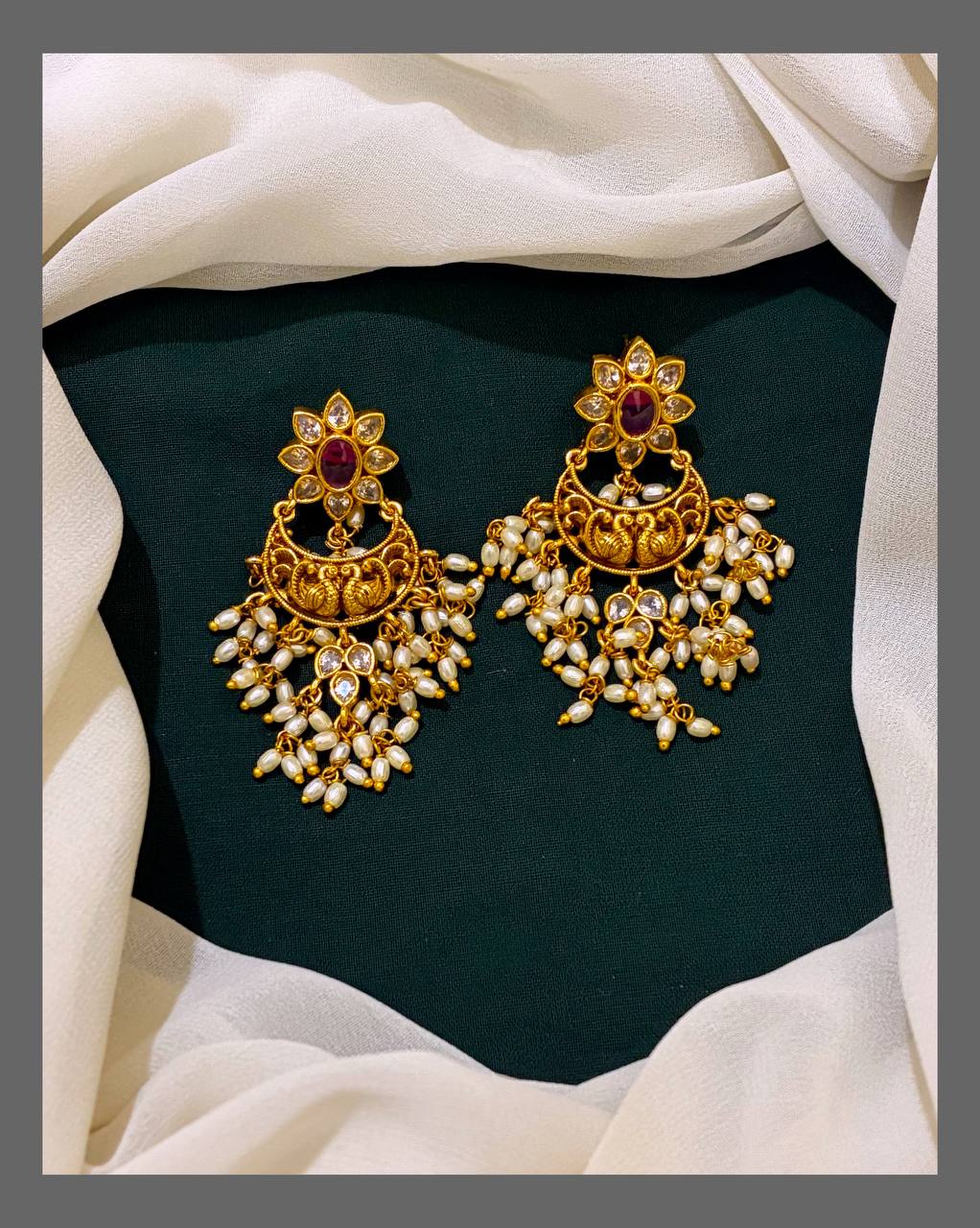 Rice Pearl Earring in Kundan - KE00359