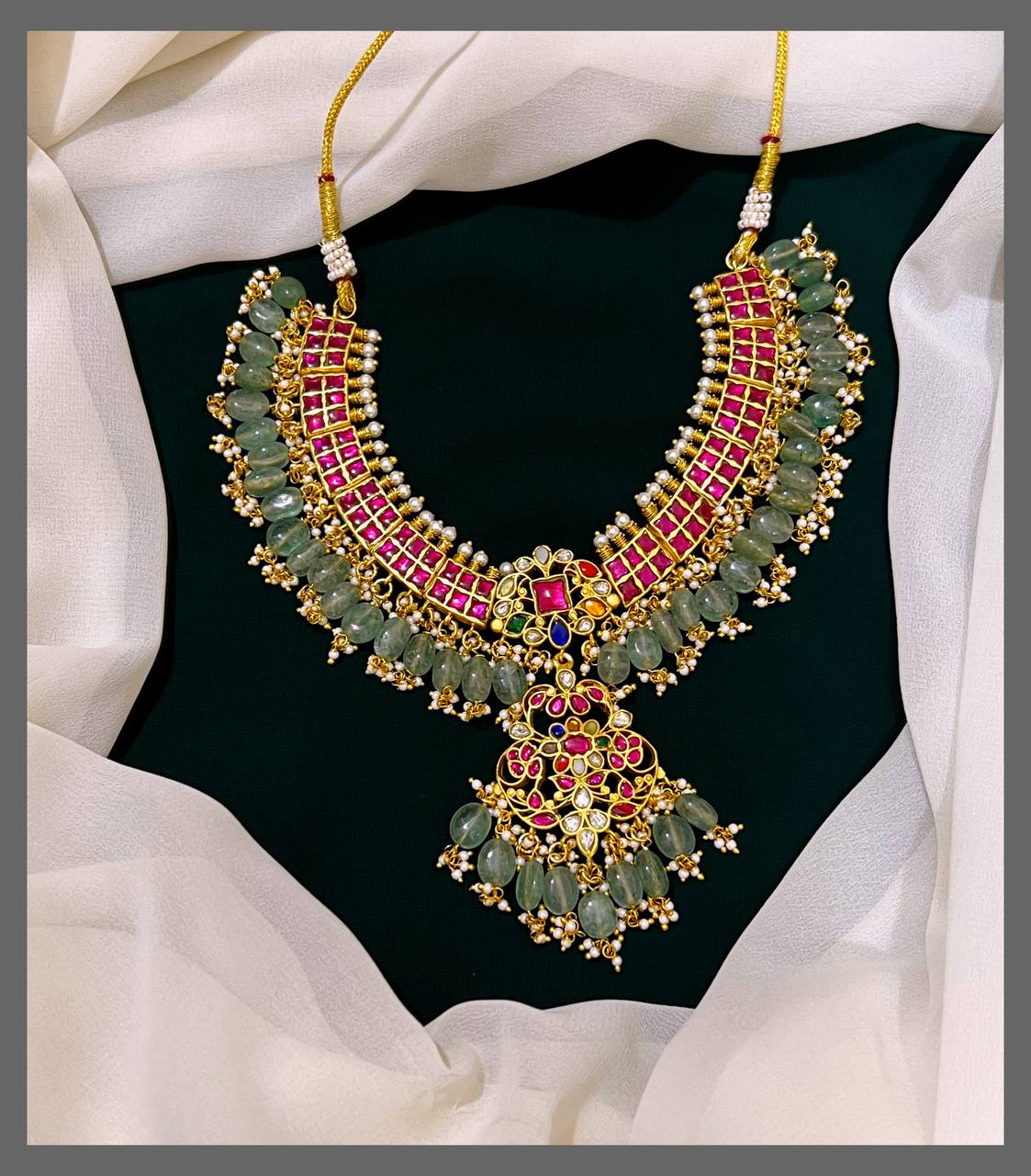 Beautiful Ruby Necklace in Kundan - Kn00380