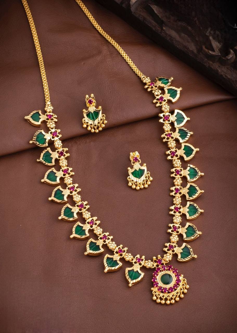 Kerala Palakka Mala Design Necklace in Nakshi - NN00240