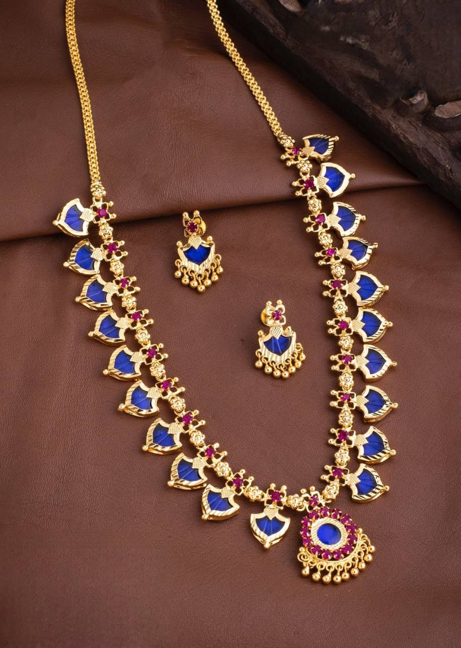 Kerala Palakka Mala Design Necklace in Nakshi - NN00240