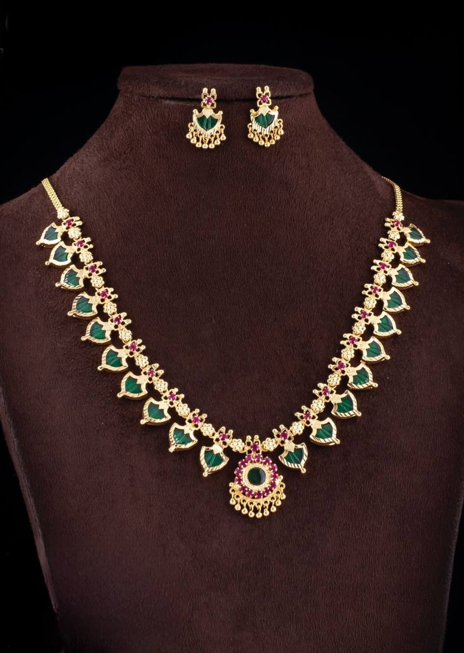 Kerala Palakka Mala Design Necklace in Nakshi - NN00240