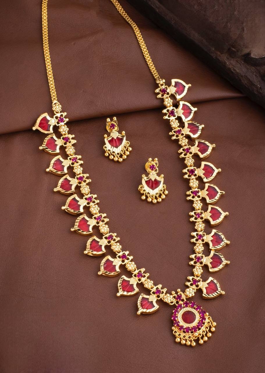 Kerala Palakka Mala Design Necklace in Nakshi - NN00240