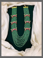 Green Pearl With Side Parrot Pendent in Kundan Haram - PB0071
