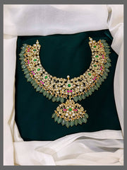 Jadau Necklace with Strawberry Beads - KN00232