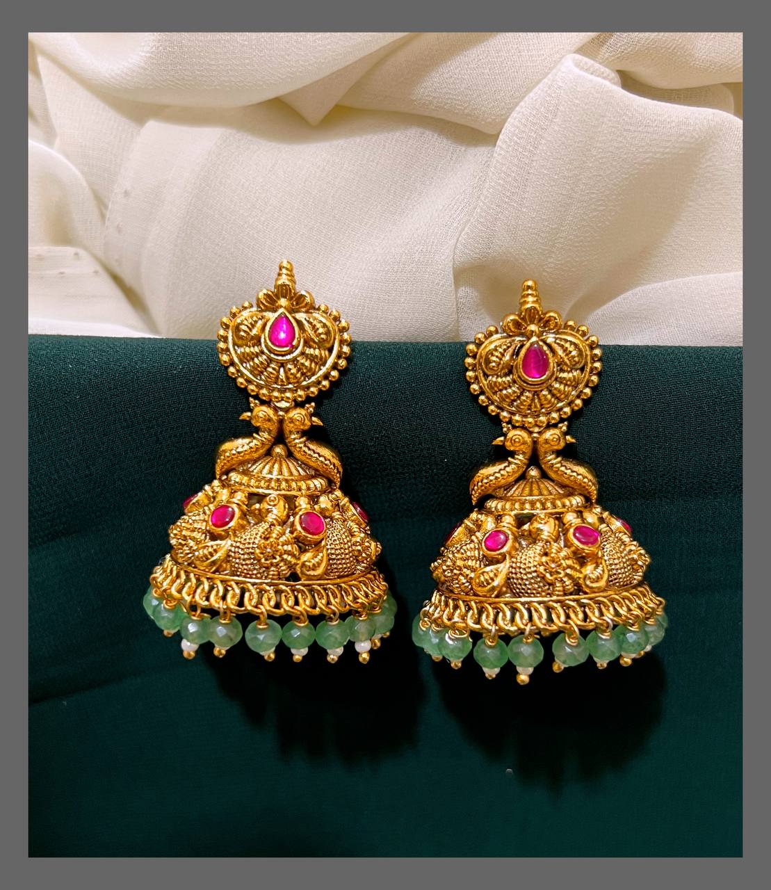 Beautiful Peacock Jhumki Earring in Nakshi - NE00347
