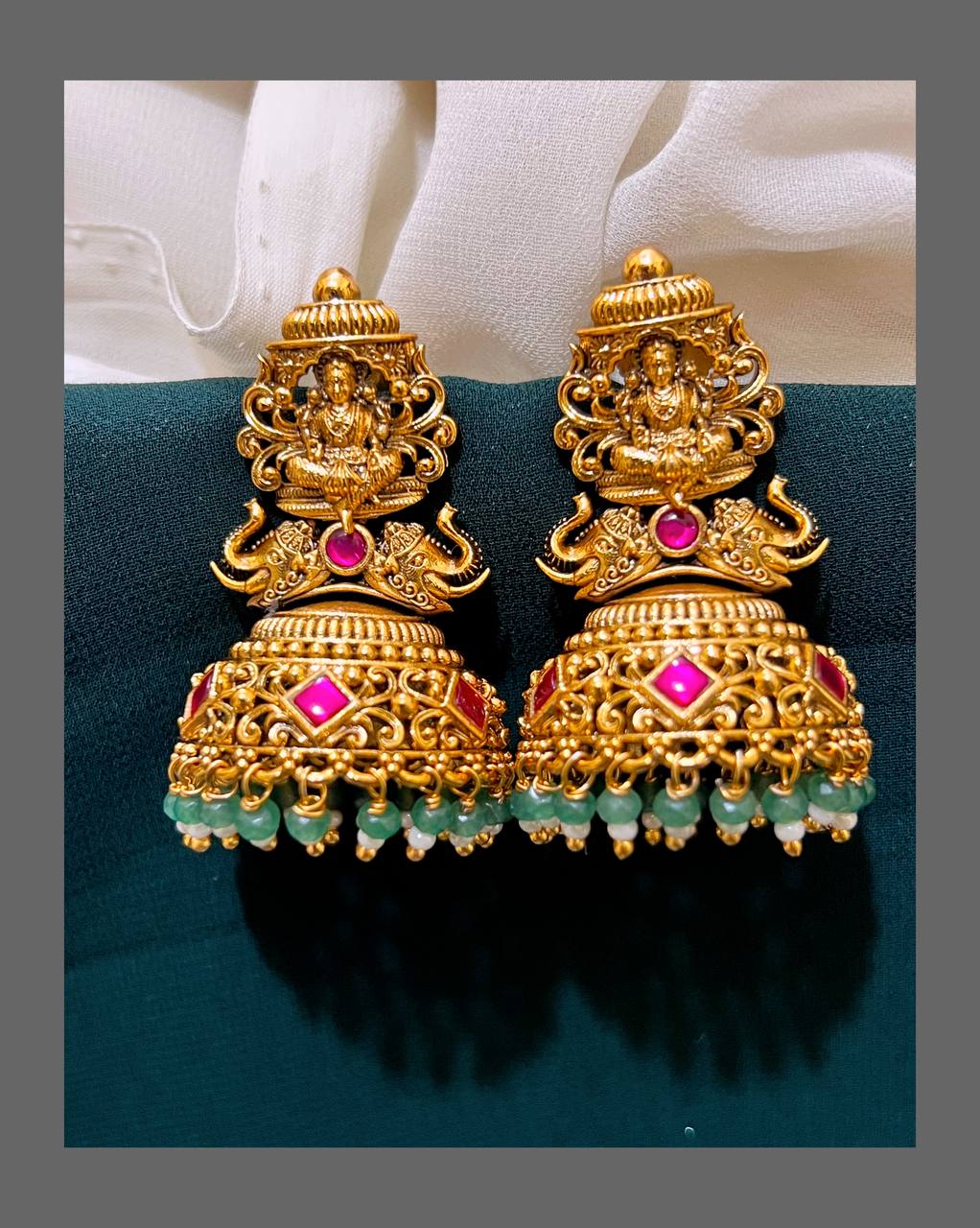 Beautiful Lakshmi with Elephant Jhumki In Kundan - KE00440