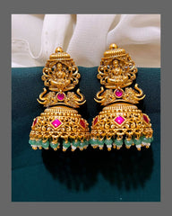 Beautiful Lakshmi with Elephant Jhumki In Kundan - KE00440