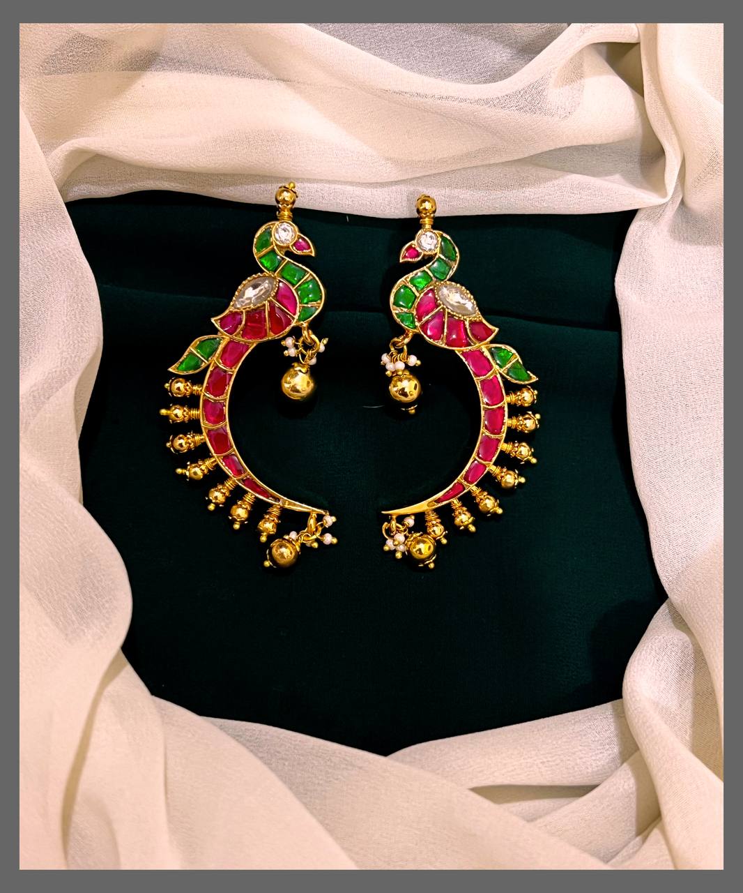 Beautiful Peacock Earring in Kundan - KE00182