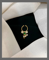 Small Beautiful stone Septum Nose Ring in Kundan - NR0023