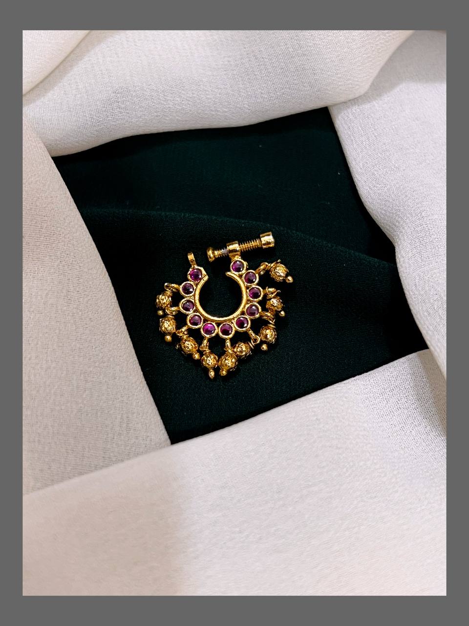 Ruby Nose Ring in Kundan - NR0033