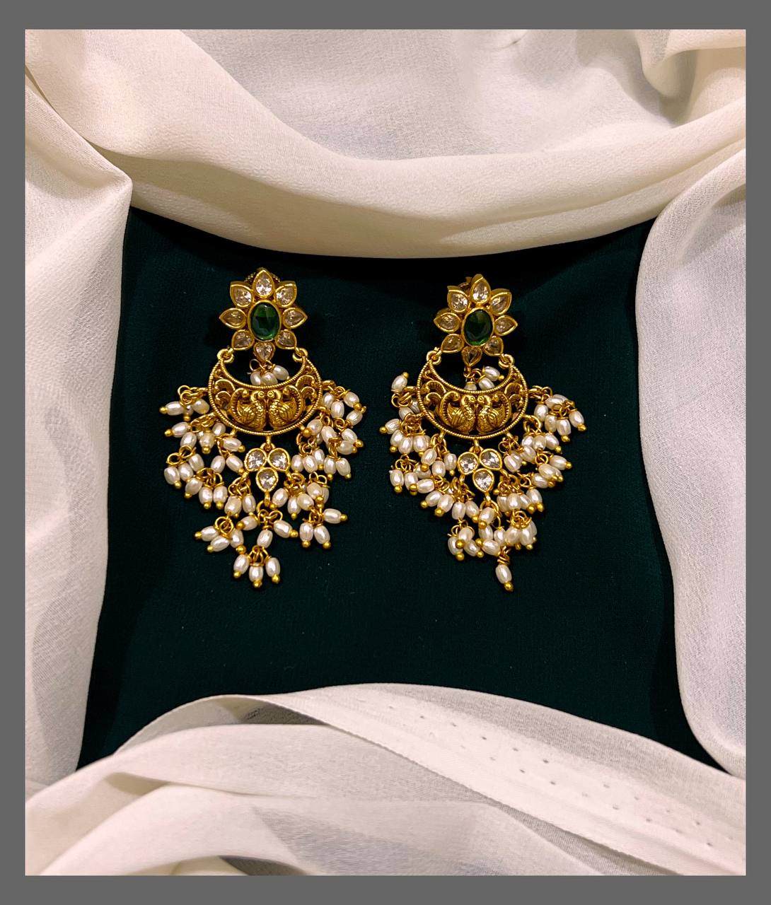 Rice Pearl Hugging Earring in Nakshi -NE00352