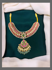 Ruby and White Stone Kundan Necklace - KN00271