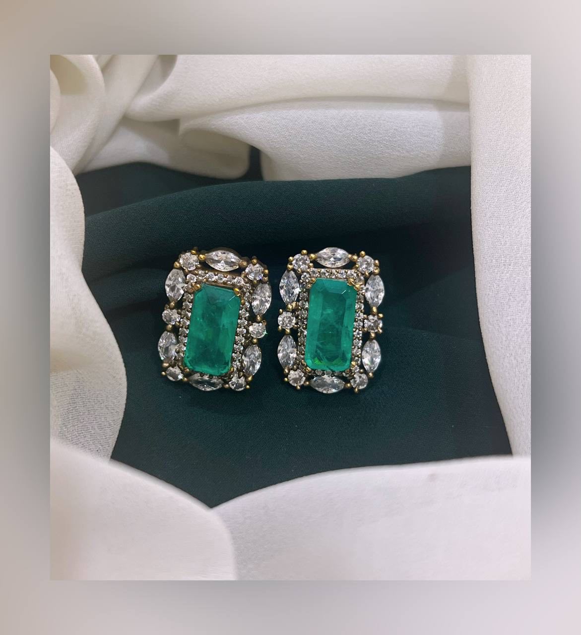 White Stone Stud  in Nakshi Earring  - NE0188