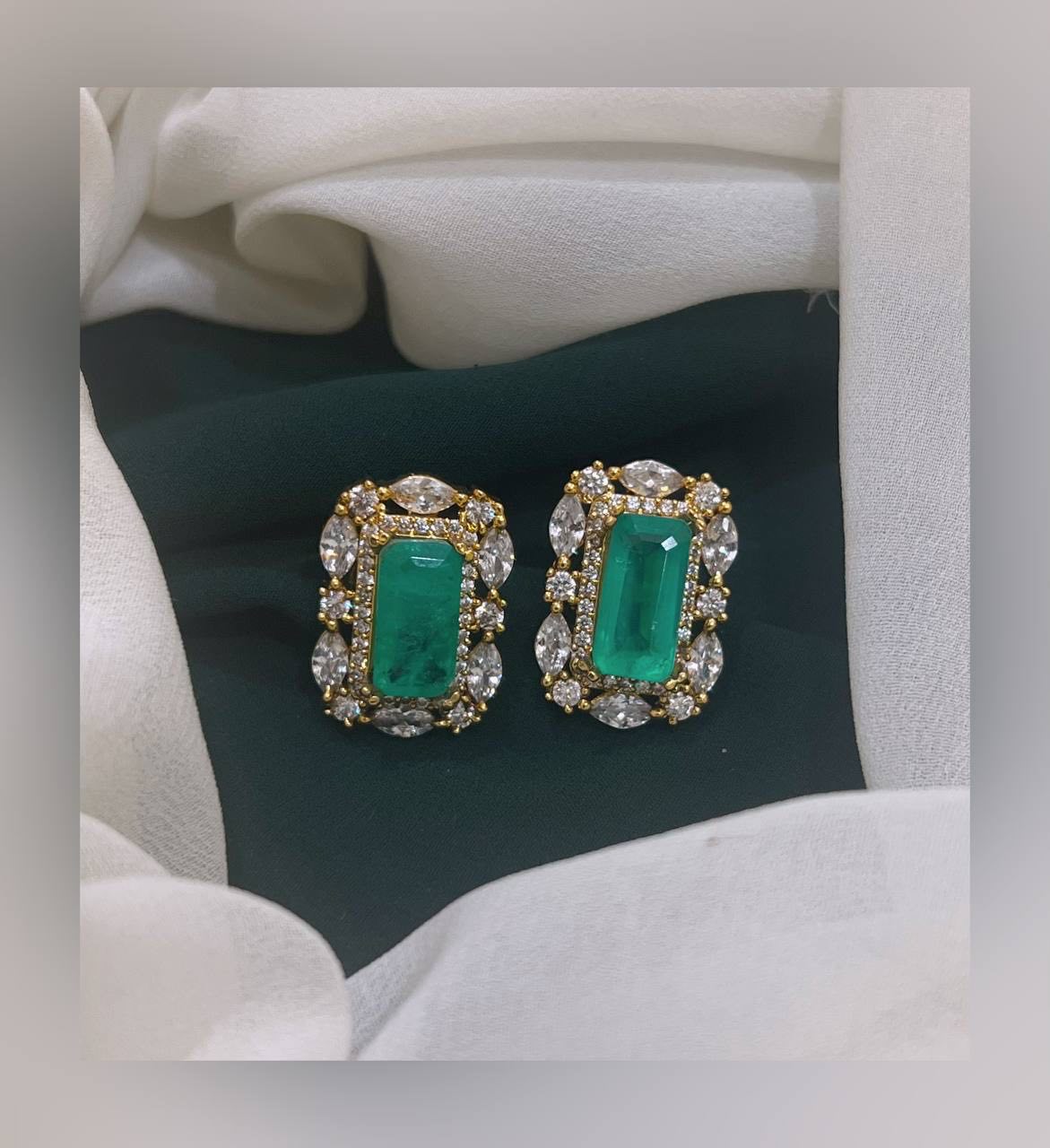 White Stone Stud  in Nakshi Earring  - NE0188