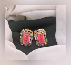 White Stone Stud  in Nakshi Earring  - NE0188