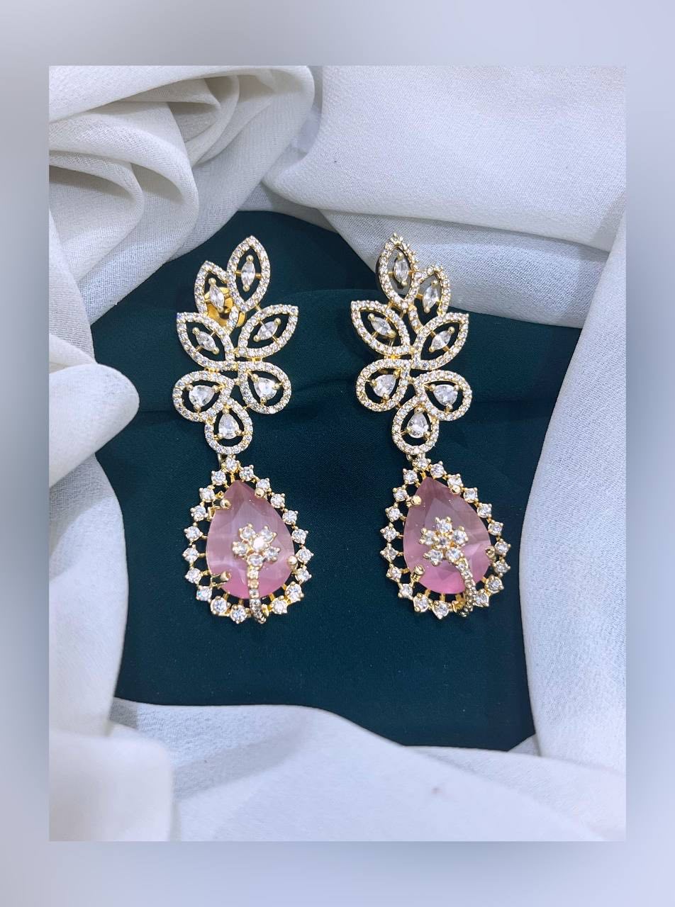 Flower Stud with Hanging Earring in Nakshi - NE00202