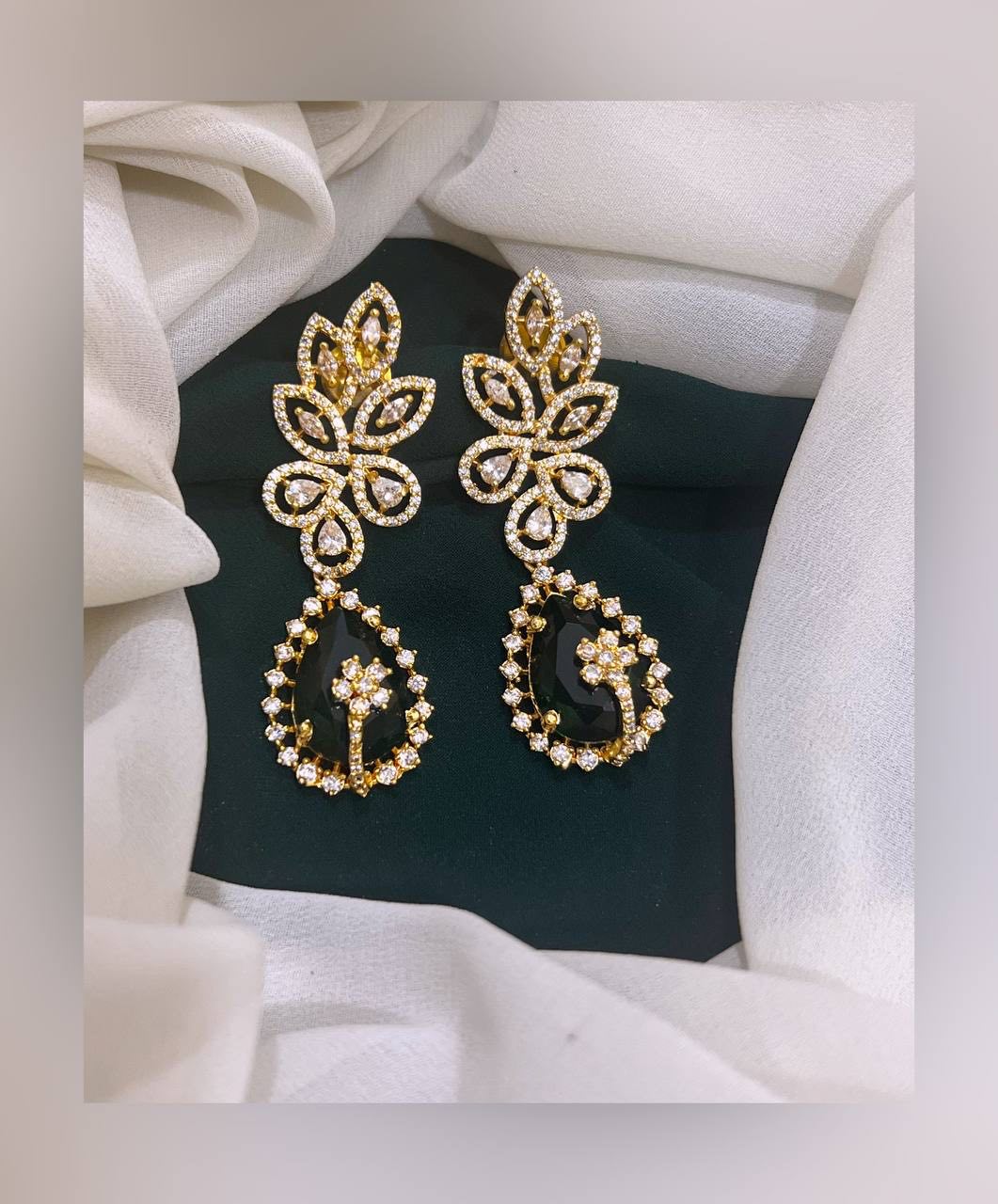 Flower Stud with Hanging Earring in Nakshi - NE00202