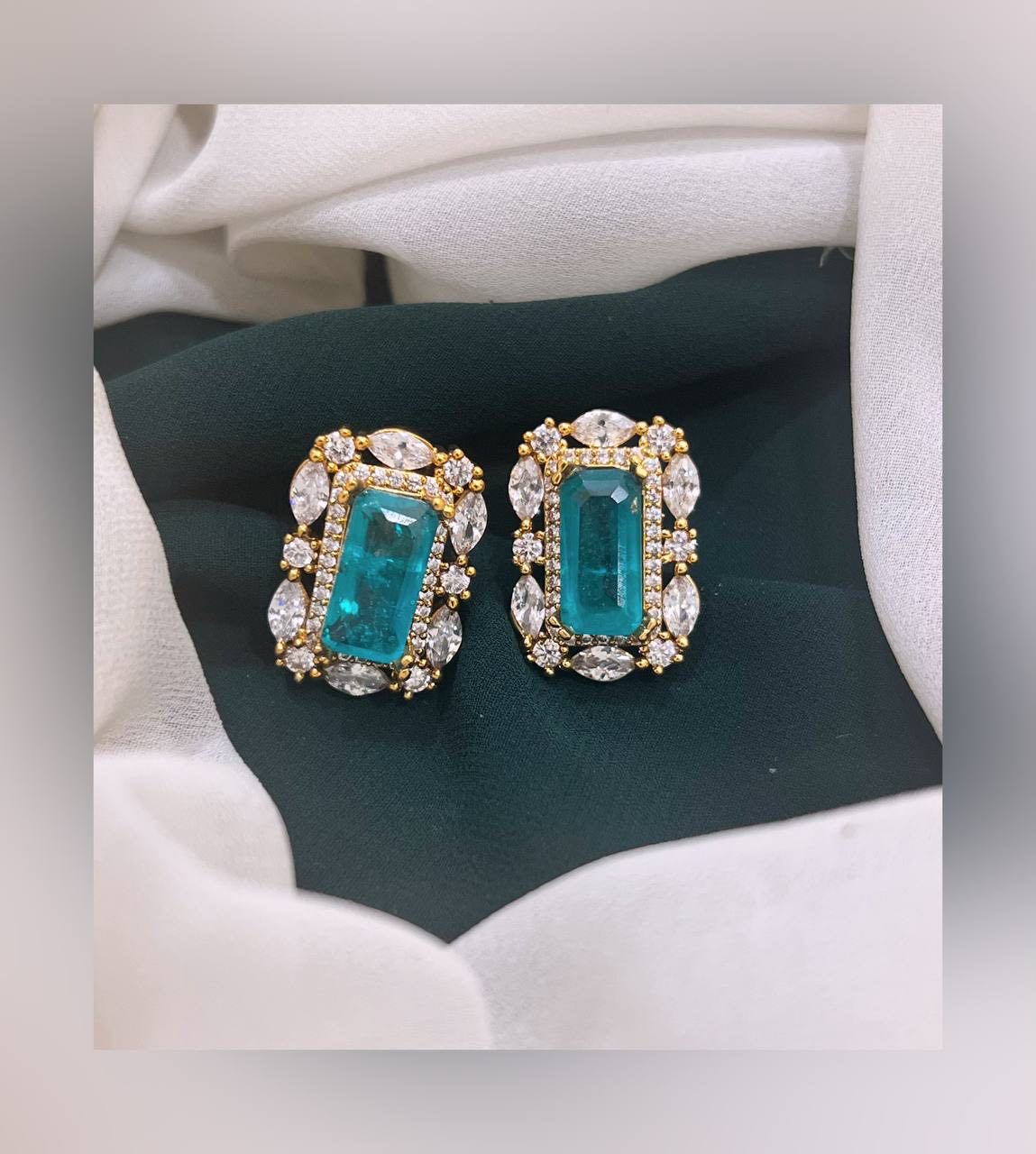 White Stone Stud  in Nakshi Earring  - NE0188