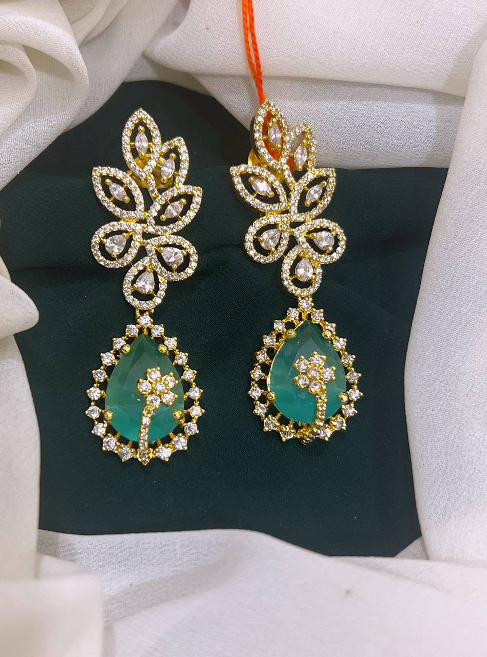 Flower Stud with Hanging Earring in Nakshi - NE00202