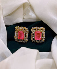 White Stud Earring in Nakshi - NE0198