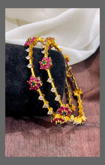 Beautiful Small Ruby Flower Bangle - BG00106