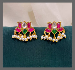 Lotus in Multi Earring in Kundan - KE00370