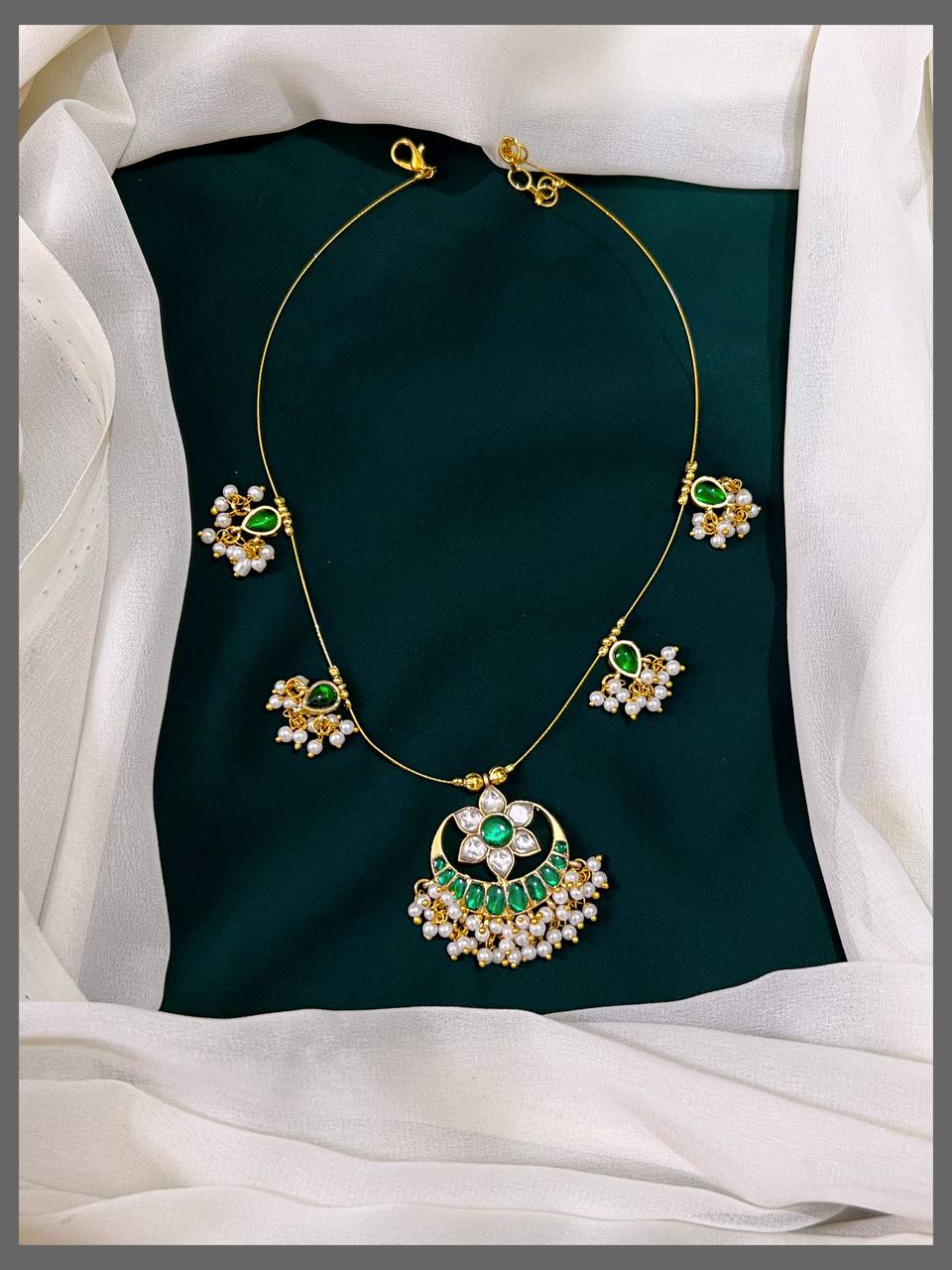 Chandbali Flower Necklace in Kundan - KN00311