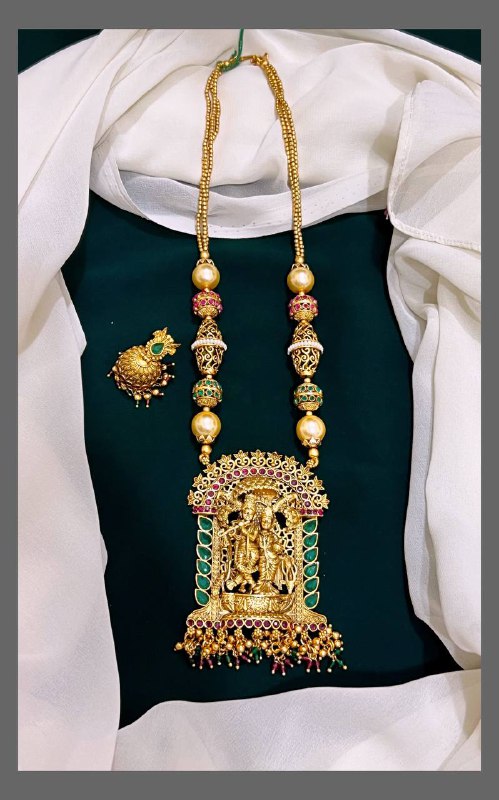 Radha Krishna Pendent in kundan -  KN00338