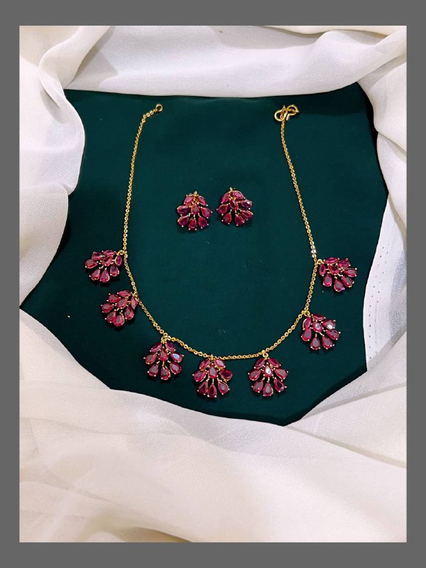 Ruby Flower Hanging Nakshi Necklace - NN00215